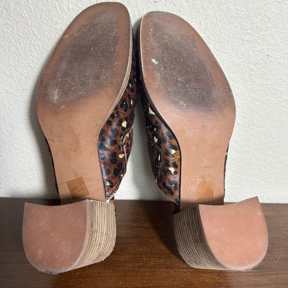 Madewell Shoes 9 Leopard Calf Hair Mules‎ Brown Animal Print Block Heel - Picture 10 of 10
